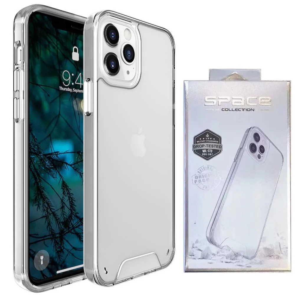 Original Space Case For iPhone 16 15 14 13 12 11 Pro Max XS XR Plus Clear Transparent Soft TPU PC Shockproof Cover Skin