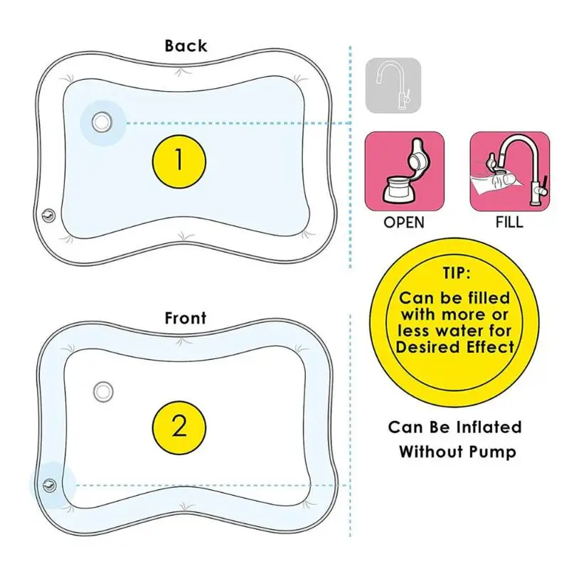 Funny Baby Water Mat 66*55cm Inflatable Patted Pad Cushion Infant Toddler Water Play Mat for Kids Education Developing Baby Toys