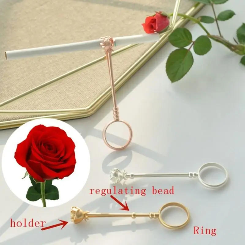 3 Colors Smoking Cigarette Finger Ring Smoker Cigarette Hand Holder for Lady Man Gift smoking Cigarette Rose Shape Ring Holder