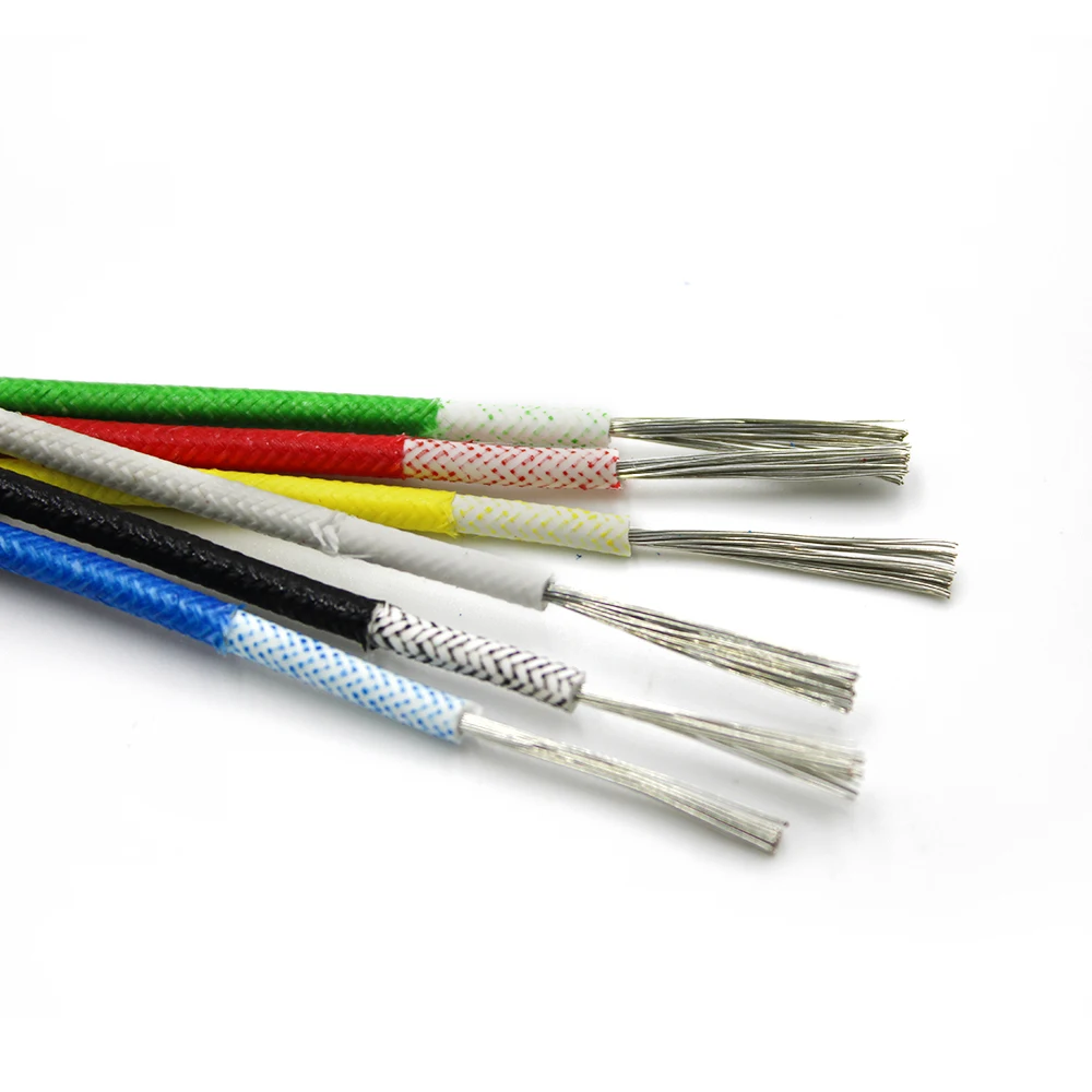 Heat resistant 300°C Glass fiber braided high temperature silicone wire and cable 0.3mm 0.5mm 0.75mm 1.0mm 1.5mm 2.5mm 4mm 6mm