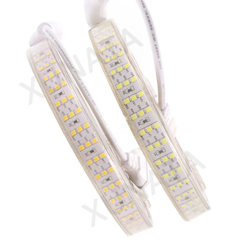 276 leds/m SMD 2835 taśma LED 220V 240V wodoodporna trzyrzędowa taśma LED sznur oświetleniowy ciepły biały dom światła dekoracyjne nowy