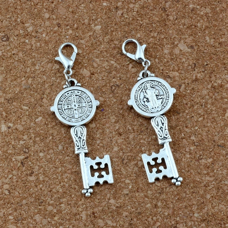 30Pcs Saint Benedict Medal Cross Smqlivb Key Floating Lobster Clasps Charm Pendants For Jewelry Making DIY Accessories