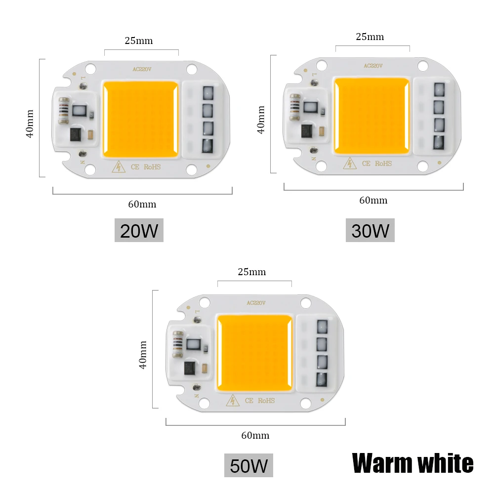5PCS Smart IC LED DOB Chip AC 220V LED Lamp Light Cover Lens Reflects DIY For LED Grow Light LED Floodlight