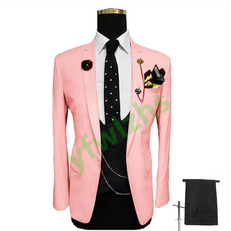 

Handsome One Button Groomsmen Notch Lapel Groom Tuxedos Men Suits Wedding/Prom Best Blazer ( Jacket+Pants+Vest+Tie) B500