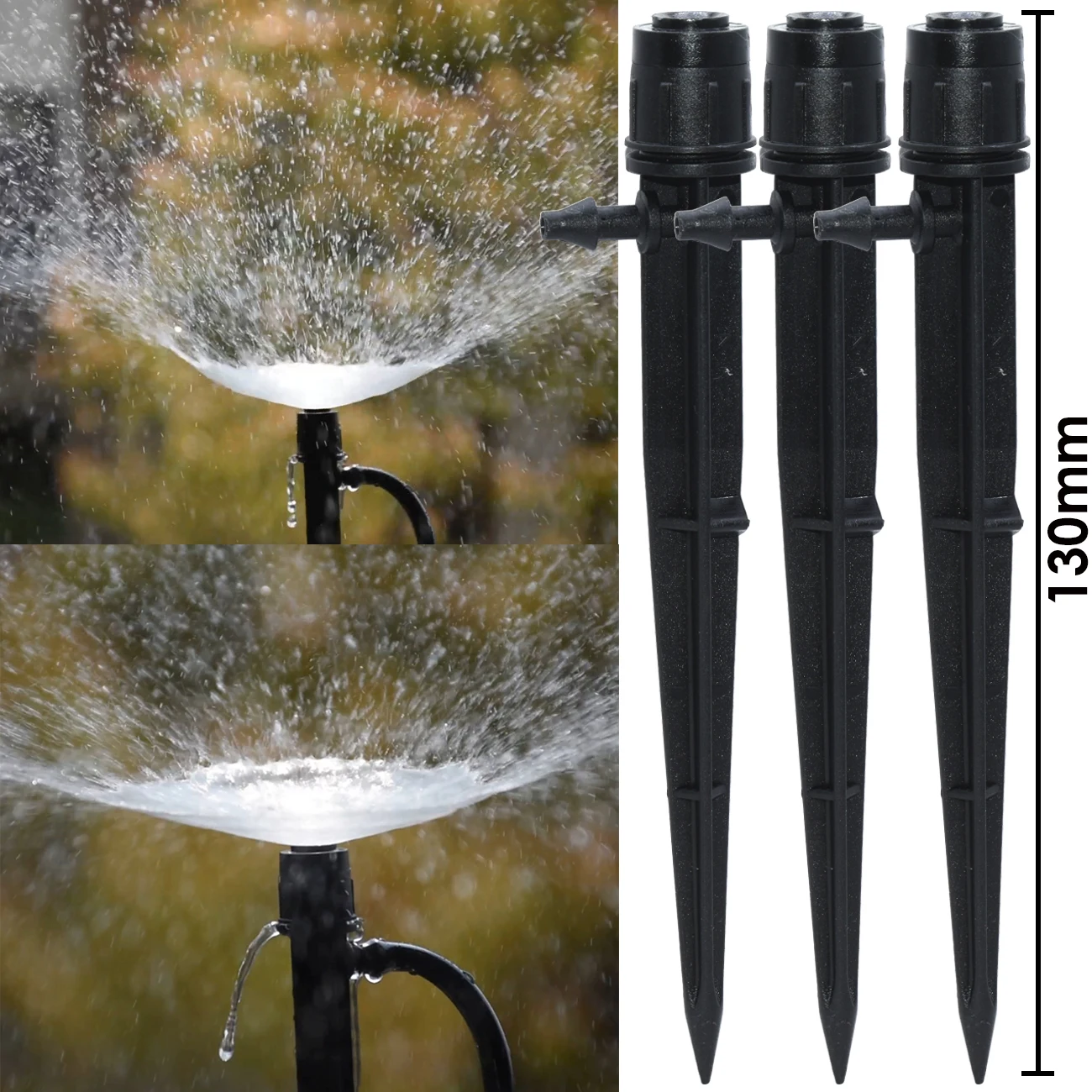 10pcs 13CM 18CM Micro Bubble Drip Irrigation 1/4\'\' Adjustable Emitters Dripper Sprinkler Stake Watering System 4/7mm Hose Tubing