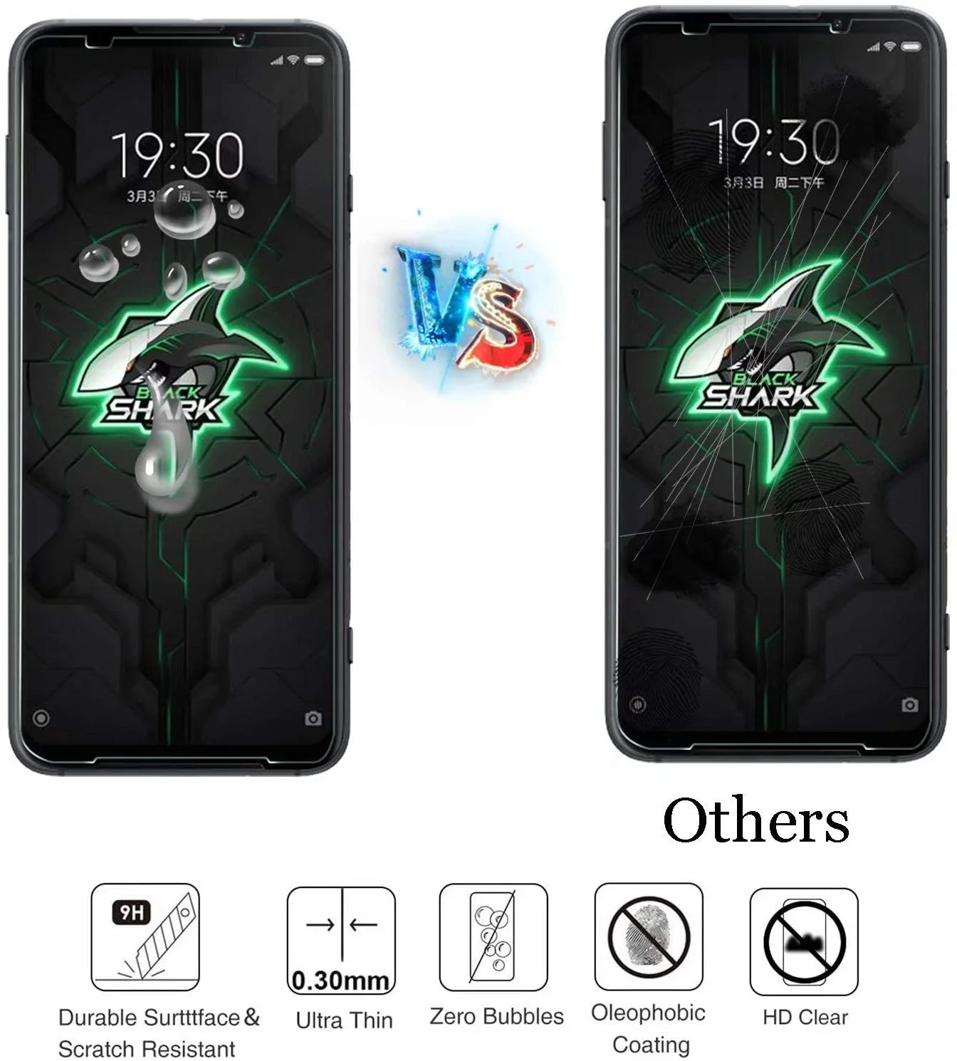 Tempered Glass For Xiaomi Black Shark 3 Pro Glass 9H 2.5D Protective Film Explosion-proof Clear Screen Protector Phone Cover