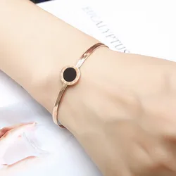 High quality Stainless Steel Roman Numerals Rose Gold Bracelets & Bangles Female Charm Popular Bracelet for Women Jewelry