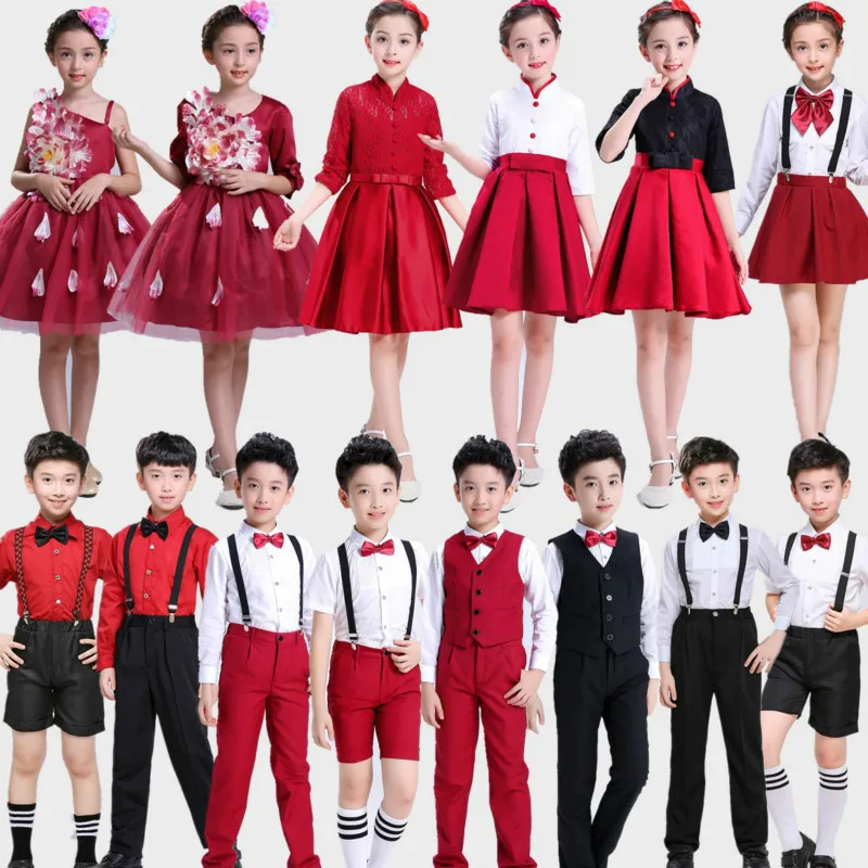 Children's Jazz Dance Latin Dance Costumes Primary School Chorus Boys and Girls Recital Hosts Dresses