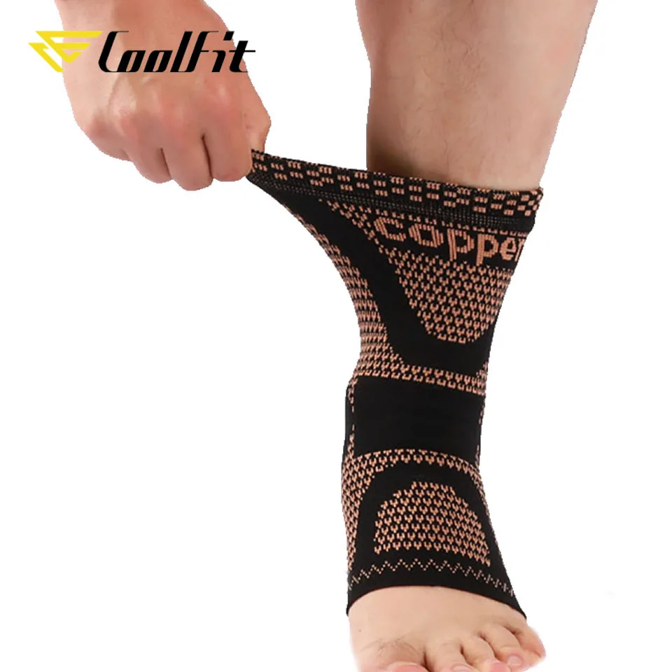 Coolfit 1PC Copper Ankle Brace Compression Ankle Sleeve Support for Women and Men Plantar Fasciitis,Pain Relief,Running,Exercise