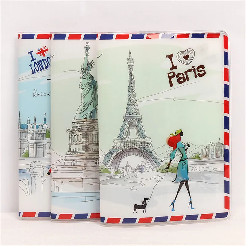 World Scenery Series ID Address Holder Women PVC Cartoon Passport Cover Multifunctional Ticket Credit Card Protective Case