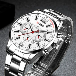 uhren herren Mode Herren Sport uhren Männer Edelstahl Quarz Armbanduhr Kalender leuchtende Uhr Mann Business Casual Leder uhr