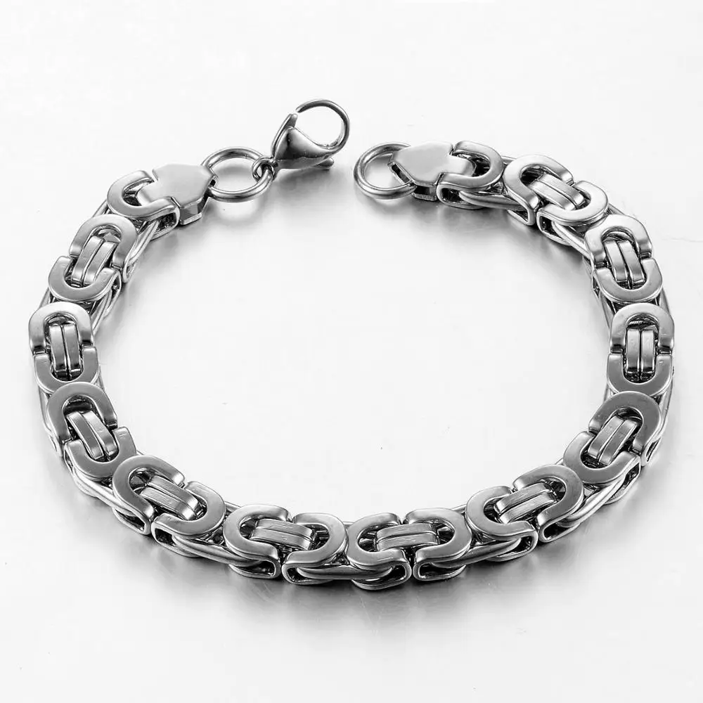 Stainless Steel Byzantine Bracelet Fashion Jewelry Width 8.5mm Length 23cm