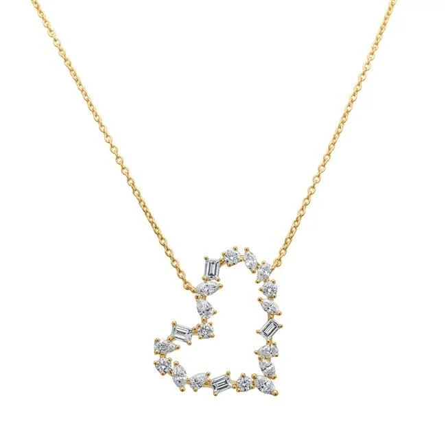 Iced Out Bling 5A Cubic Zirconia CZ Heart Charm Pendant Necklace High Quality