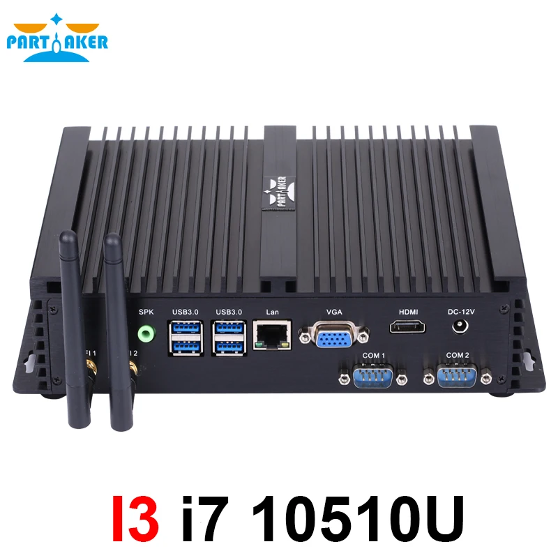 อุตสาหกรรม Mini PC คอมพิวเตอร์ Intel i7 10510U Desktop PC Windows 10 2 * DDR4 M.2 NVMe + Msata + 2.5 ''SATA 4K HTPC Nettop HDMI VGA WiFi