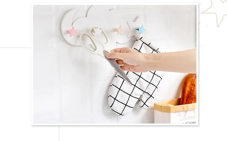Selbstklebende Haken Kawaii Cartoon Wolke Kinderzimmer Haken an der Wand hängen Dekor nahtlose Tür Kleiderbügel Badezimmer – Detail 20