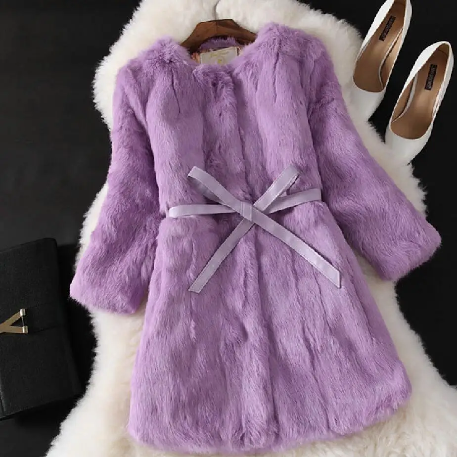 

Autumn and winter new Pop slim long women's full pelt rabbit fur coat outerwear women jacket plus size S-6XL free shipping