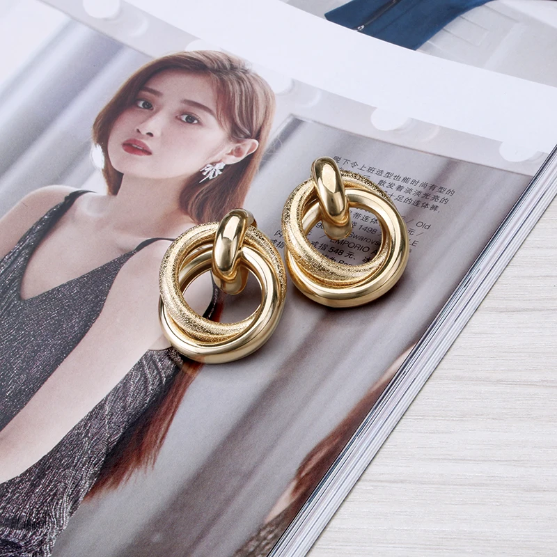 

Gold color Studs Earrings for Women Zinc alloy Fashion Jewelry womens accessories Trendy New 2020 ear rings