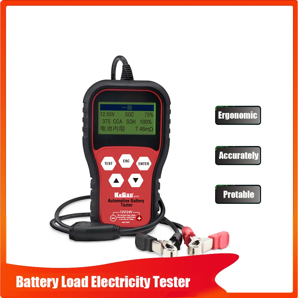 

Car Battery Load Electricity Tester Auto Cranking Alternator Analyzer life and voltage examination CCA check charging system