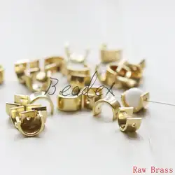 DIY Supply-Solid Brass Finding Two Holes Spacer - Curved Bead Frame - Half Circle 8x6mm (3321C)