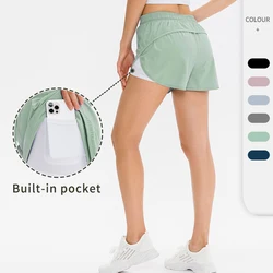 Hot Double Layer Yoga Women Sexy Trousers Fitness Gym Running Shorts Ladies Sport Athletic tights Spandex Black Yoga Shorts