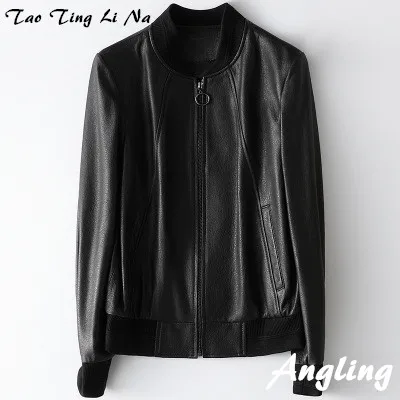 

Top brand Spring 2020 Women Genuine Real Sheep Leather Jacket H78 high quality