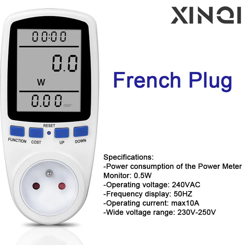 Electricity Usage Monitor Plug Power Meter Energy Watt Voltage Amps Meter with Digital LCD Display Modes for Energy Saving
