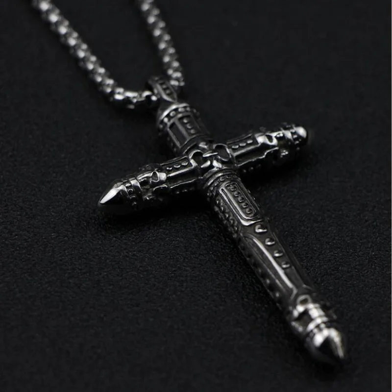 EDC Stainless Steel Cross Necklace Outdoor Portable Tools Self defense Punk Locomotive Male Personal Safety Protective Tools