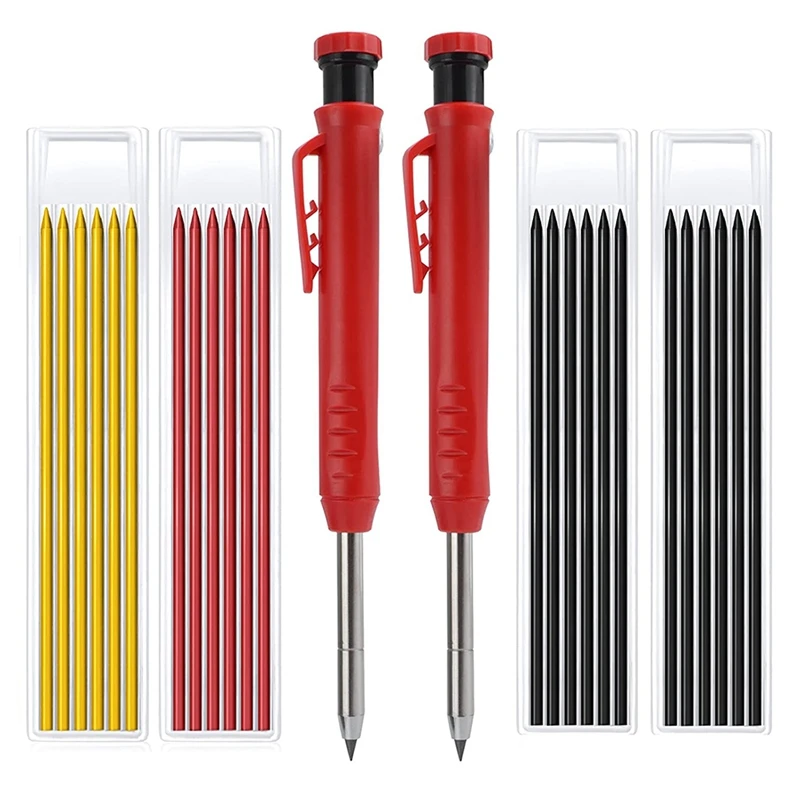 

Carpenter Pencils with Sharpener Set , Carpentry Markers,Long Nose Deep Hole Mechanical Pencils, Suitable for Architects