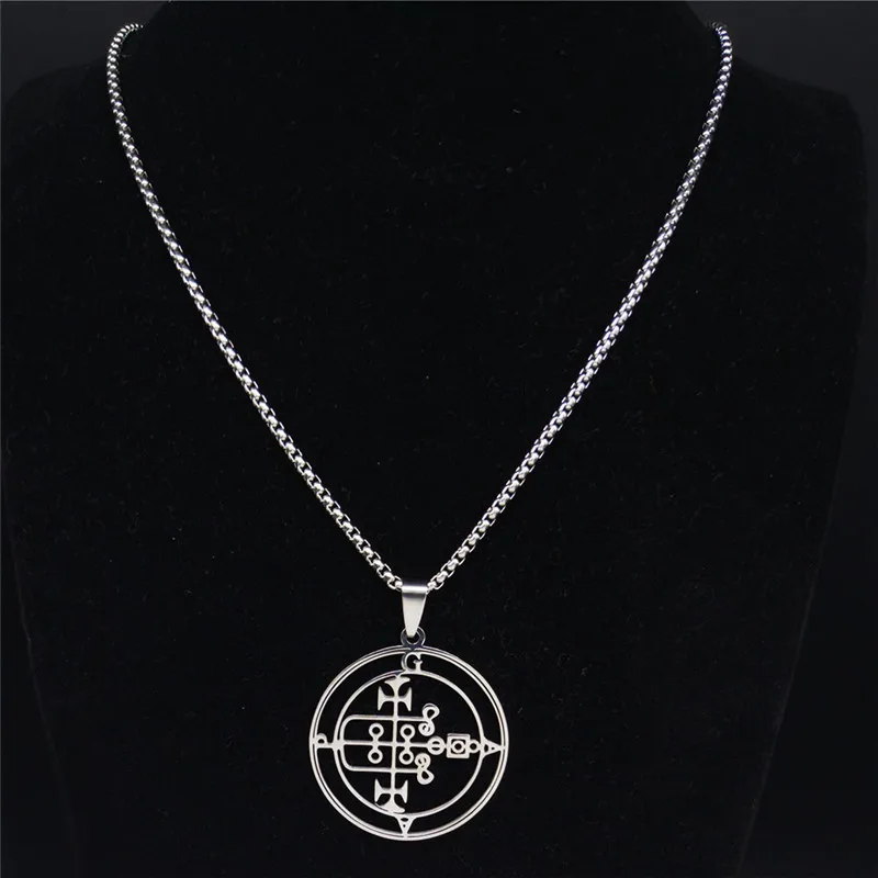 Stainless Steel Demon Seal Necklace for Men/Women Silver Color Satan GAAP Chain Necklaces Pendants Jewery colier femme N1330S03