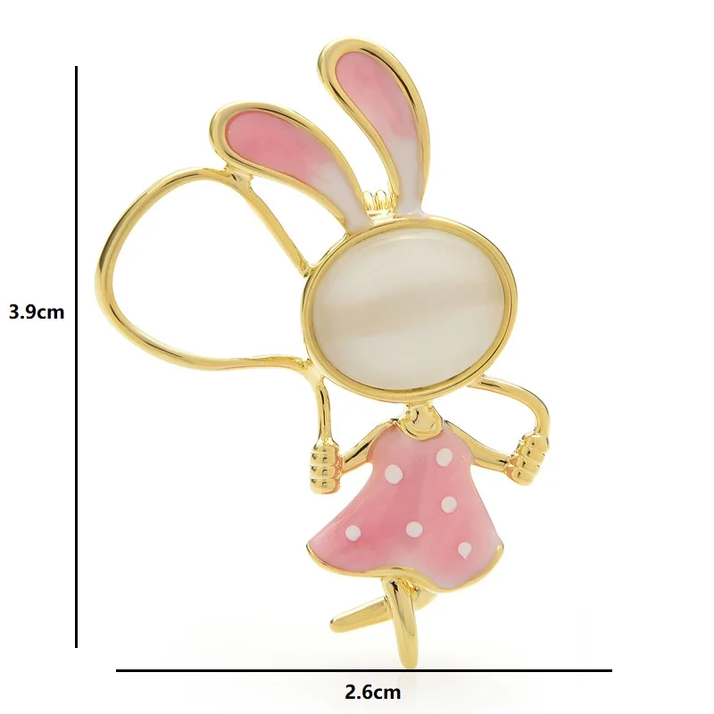 Wuli&baby Skipping Rope Rabbit Cute Brooch Pin For Children Jewelry Gift