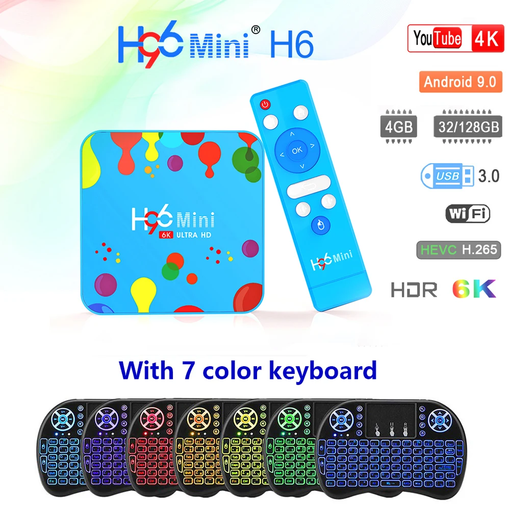 

H96 mini H6 Android TV Box 4GB 128GB Smart TV Box Android 9.0 Allwinner H6 Quad Core 6K H.265 Wifi Set top box Media Player