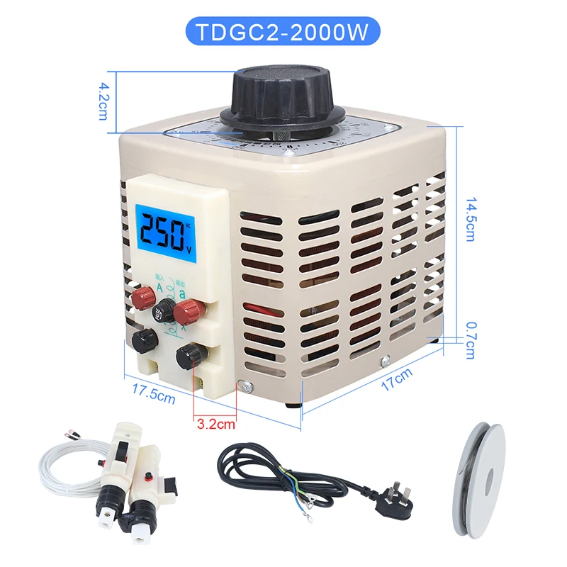 2KW Single-phase AC Contact Voltage Regulator Variac Power Converter Voltage Transformer 220V To 0-250V