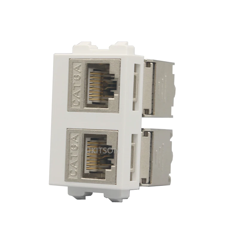 Two Ports CAT.6A RJ45 CAT7 Module Plug Full Shielded Zinc Alloy Socket 10GB Network Jack Connector Adapter For Internet