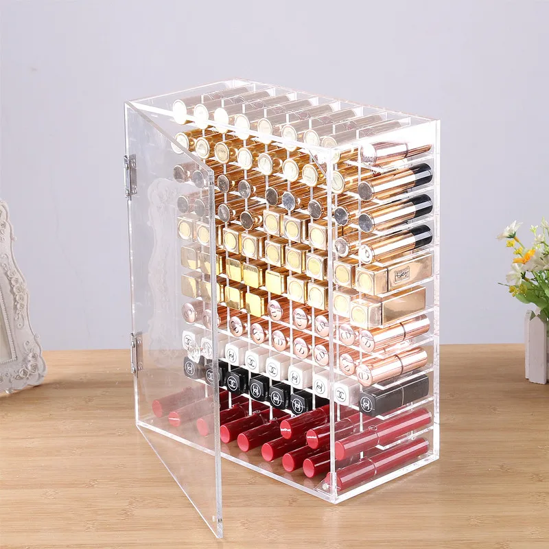 Lipstick Organizer Box Dressing Table Transparent Acrylic Storage Holder Desk Tidy Bracket Large Makeup Cosmetic Organizer Stand