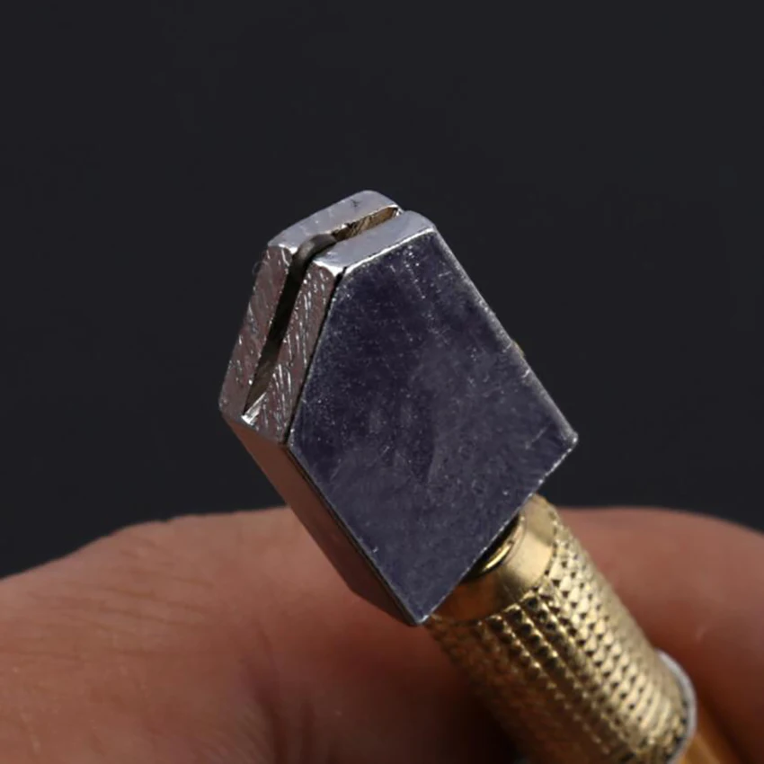 6-12mm Glass Cutter Heavy Duty Golden Handle Pencil Style Oil Feed Carbide Tip Glass Cutter Cutting Tools for Tiles/Mirror