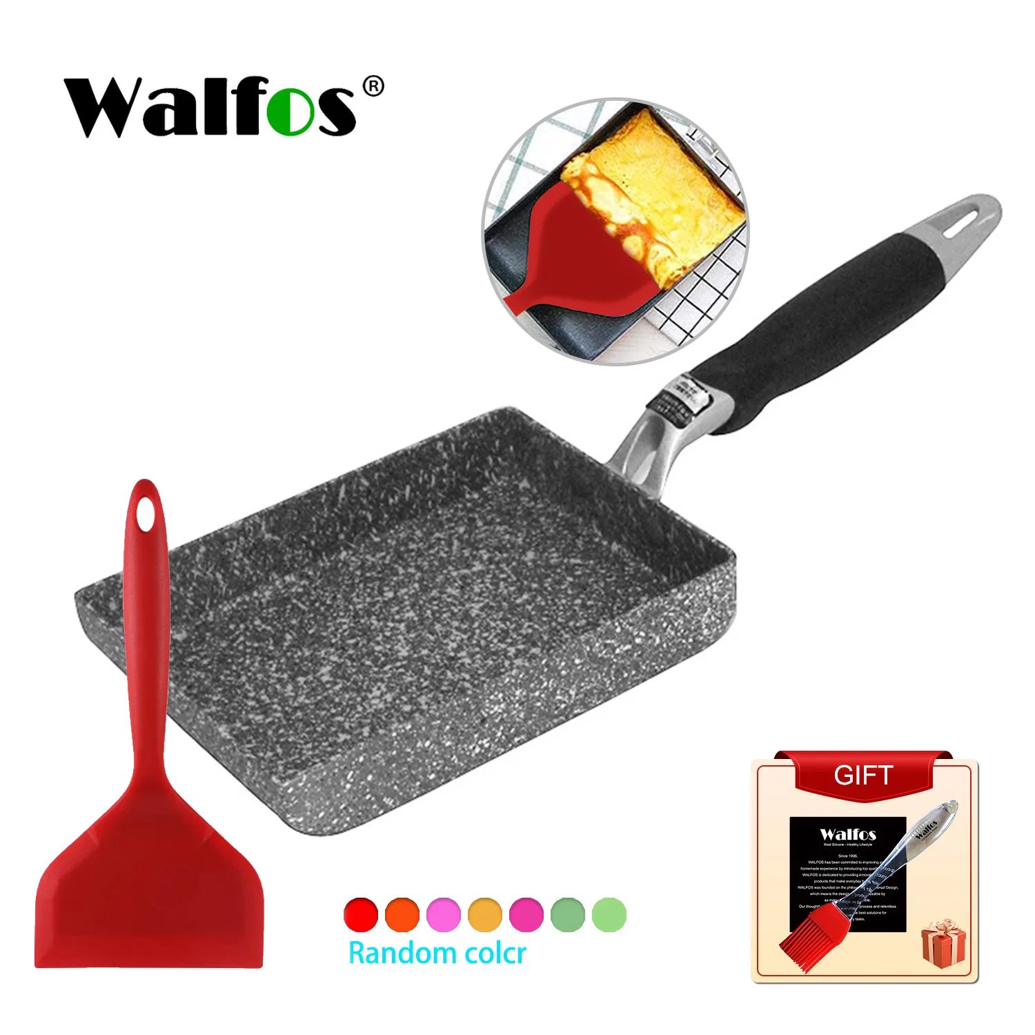 

WALFOS Square Non-Stick Frying Pan Breakfast Maker Omelet Steak Egg Pancake Cooking Pot with Spatula Kitchen Accessories Gadgets