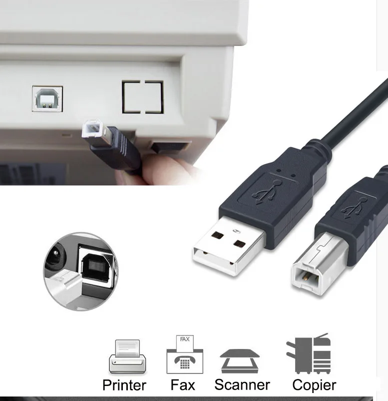 Nowy kabel USB High Speed 2.0 A do B męski kabel do drukarki Canon Brother Samsung Hp Epson 3 stopy 1m