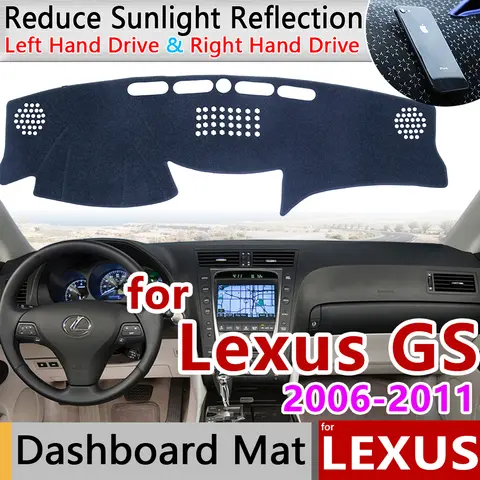 렉서스 gs gs300 gs430 gs450h gs350 gs460 2006 ~ 2011 미끄럼 방지 매트 대시 보드 커버 차양 dashmat 액세서리 f 스포츠 300 430