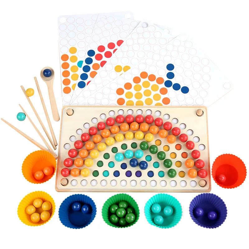 

New Rainbow Board Baby Montessori Educational Natural Wooden Toys Color Sorting Sensory Toys Kids Nordic Wood Toys for Children