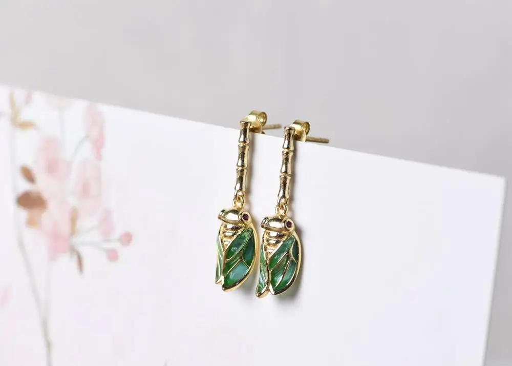 S925 silver  earrings, women's fashion literary and artistic drops of oil,  smart silver earring