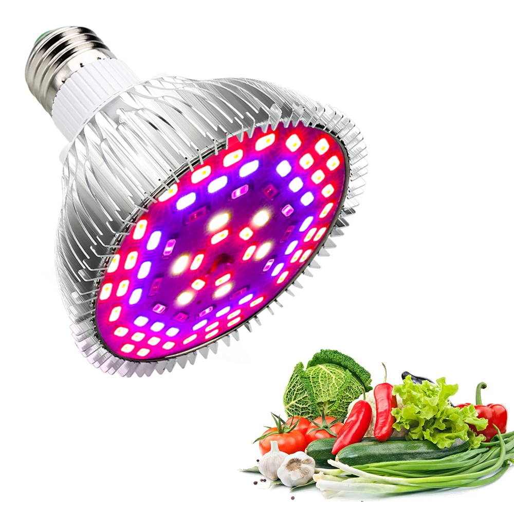 

LED Plant Growing Light Bulbs for Seeds and Greens Full Spectrum E27 30W 80W Grow Lamps for Indoor Plants Aquarium AC85-265V