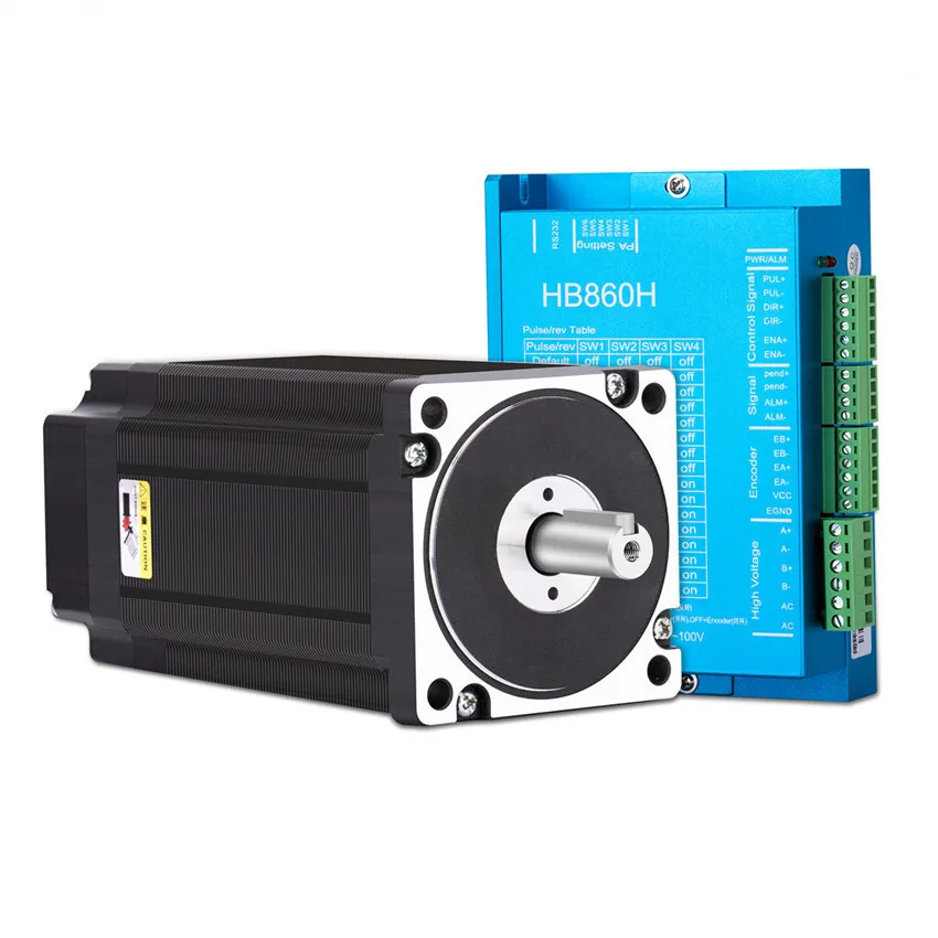 Nema 34 close loop stepper motor 4.5Nm 8.5Nm 12Nm + HB860H motor driver + 400W 60V Power supply