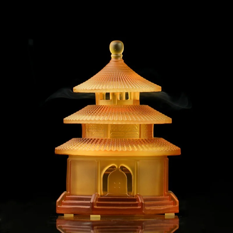 Coloured glaze Temple of Heaven incense burner Ornaments Home indoor worship Home living room decorations Vaporizer