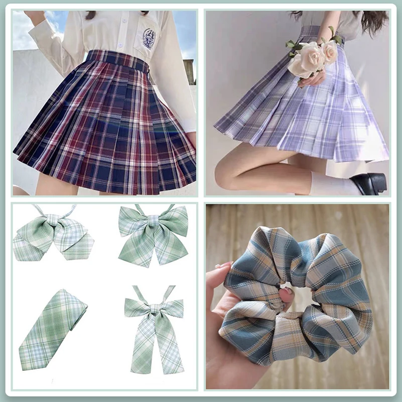 Plaid Yarn Dyed Fabric JK Japanese School Uniform Colored Fabrics For Sewing Pleated Skirt Hair Ring By Meters