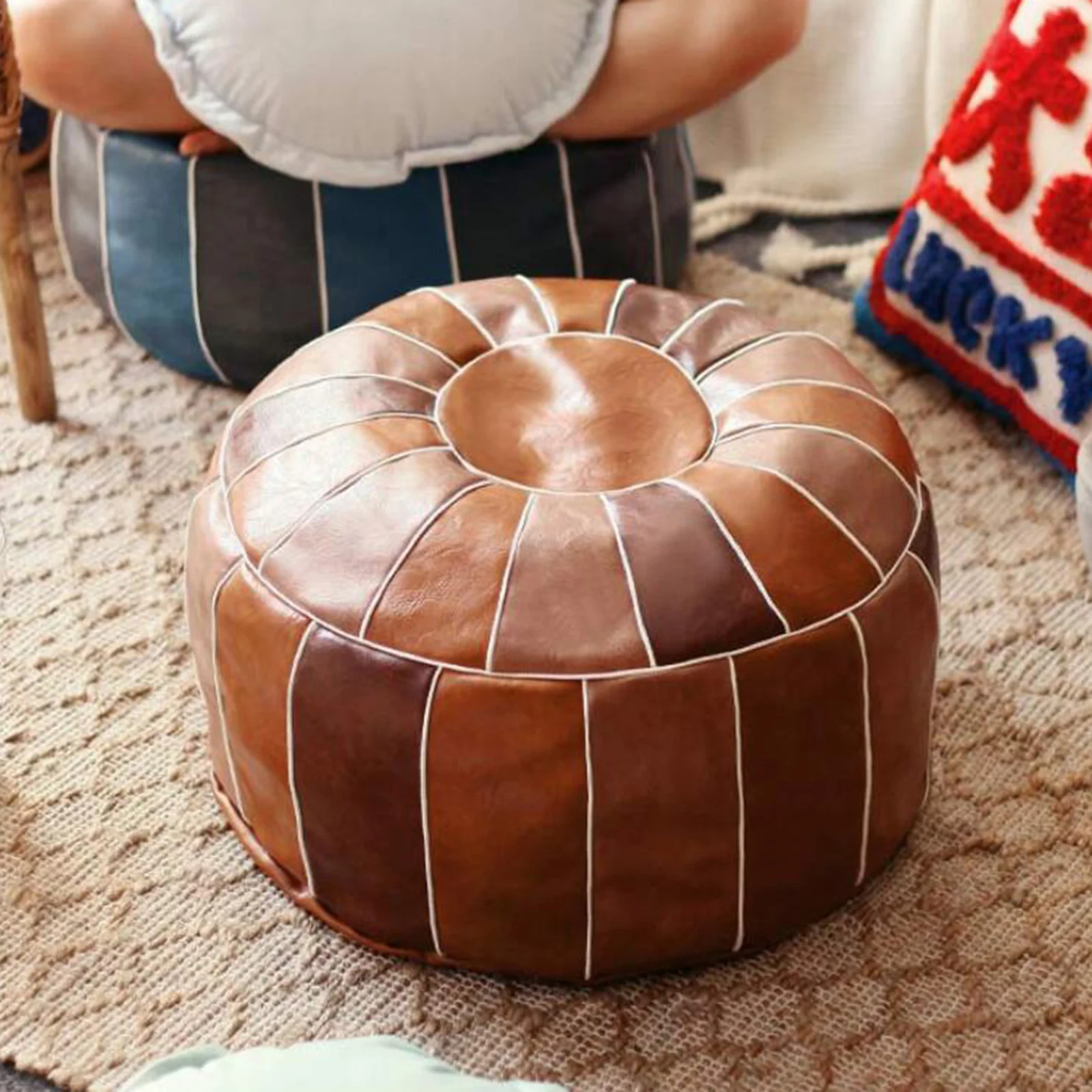 Unfaszerowany marokański pokrowiec na pufy Hassock Storage Ottoman poduszka podłogowa podnóżek Handmade Home Decoration salon prezenty ślubne