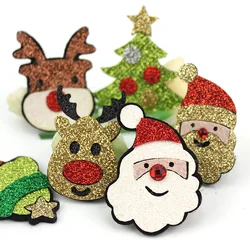 18Pcs Cartoon Christmas Tree Deer Santa Claus Felt Appliques DIY Festival Crafts Decoration Headwear Accessories