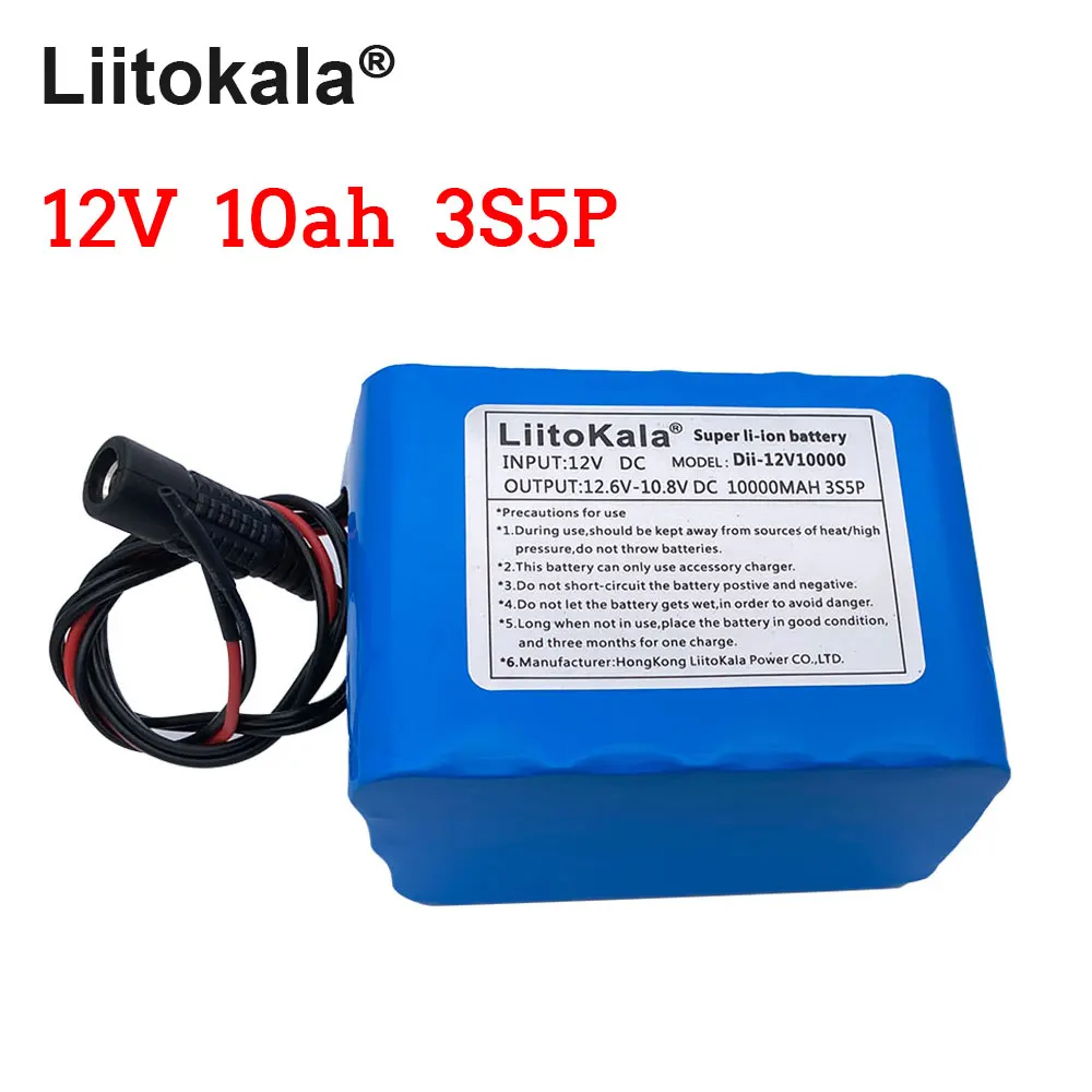 Large capacity  100% Original LiitoKala 18650 12V 10000mAh 18650 rechargeable lithium batteries for CCTV camera