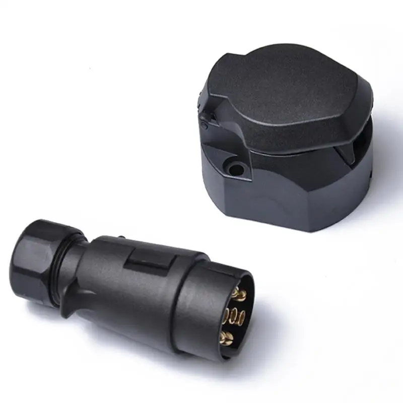 12V 7 Pin Car Trailer Socket + Tow Bar Electrics Waterproof Cable Connector Adapter For RV Truck European Type Trailer