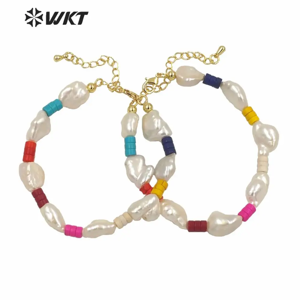 MPB029 Luxury women pearl bracelets irregular freshwater pearl and colorful spacers amazing bracelets