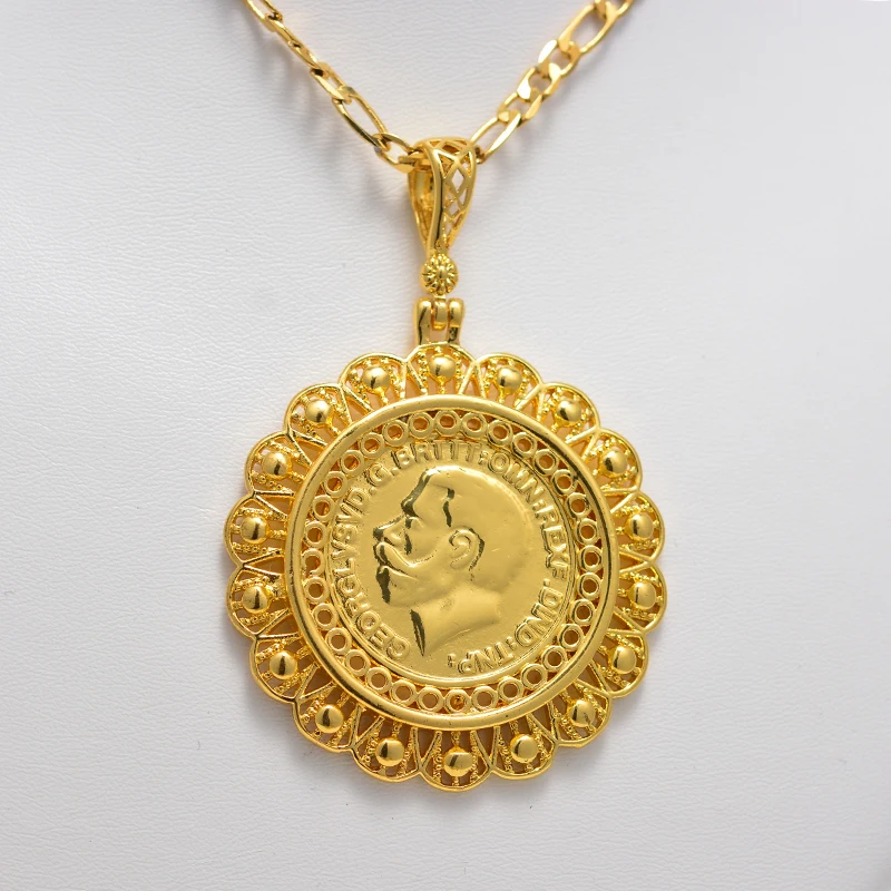 Arabische Goldmünzen-Halskette für Frauen und Männer, Muslimischer Islam Allah Anhänger, Türkischer Schmuck in Goldfarbe – Detail 14